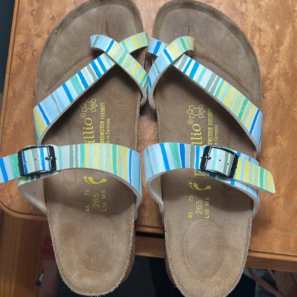 Papillio by Birkenstock Womens Mayari Blue Stripe Sandals NWOT - Picture 1 of 9